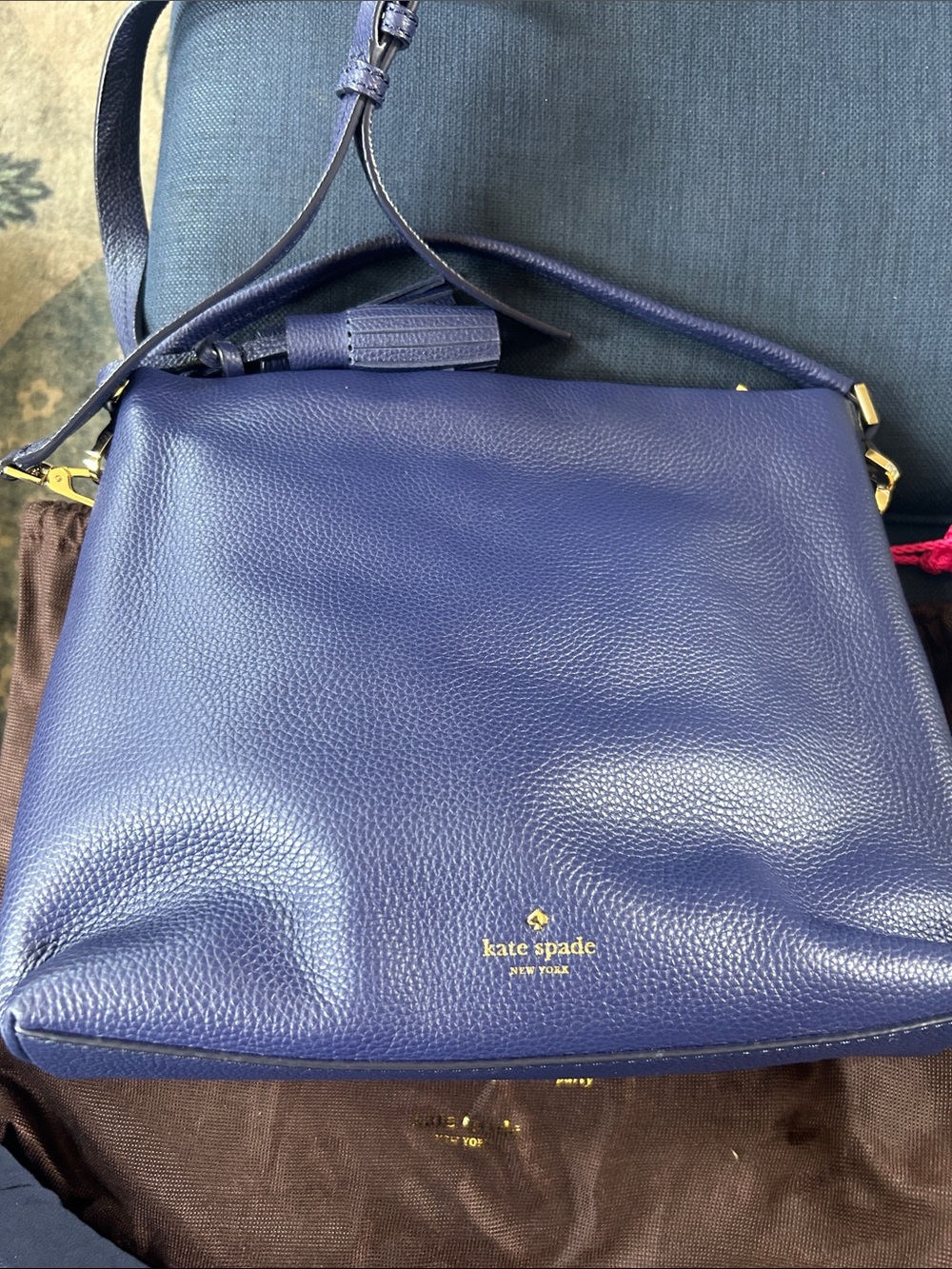 kate spade Pebbled Leather Shoulder Bag in Cobalt Blue